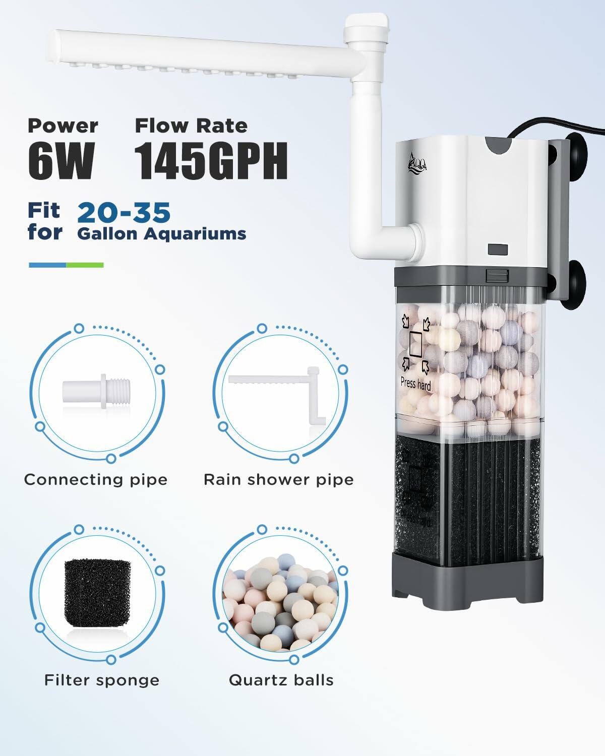 AQQA Canister Filter Aquarium Water Pump 1.01lb Package Weight