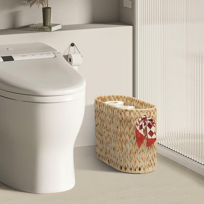 ELINZINE Toilet Paper Holder & Storage Basket for 6 Mega Rolls Grey 1 Pack