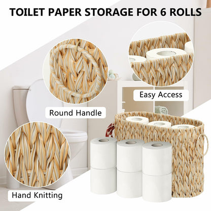 ELINZINE Toilet Paper Holder & Storage Basket for 6 Mega Rolls Grey 1 Pack