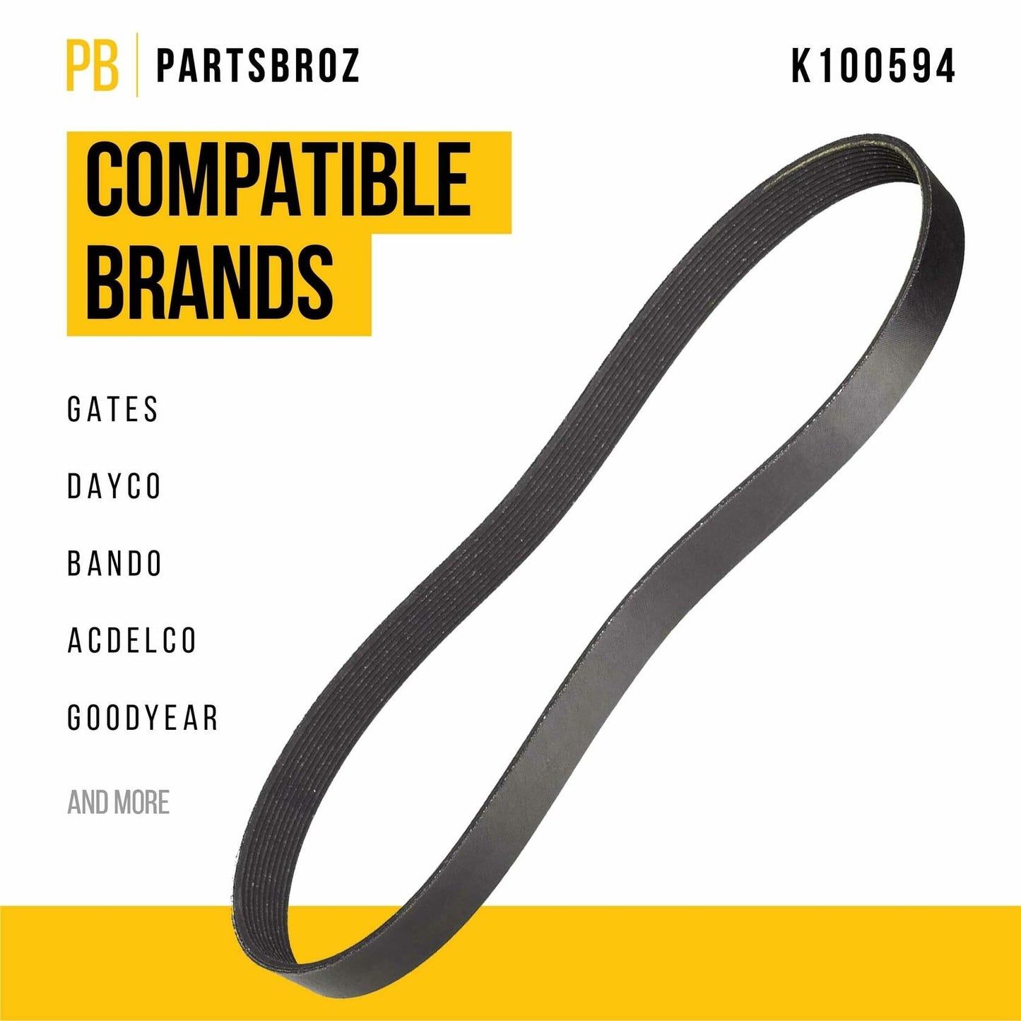PartsBroz K060653 Micro-V Serpentine Drive Belt Compatible Gates Black