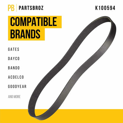 PartsBroz K060653 Micro-V Serpentine Drive Belt Compatible Gates Black