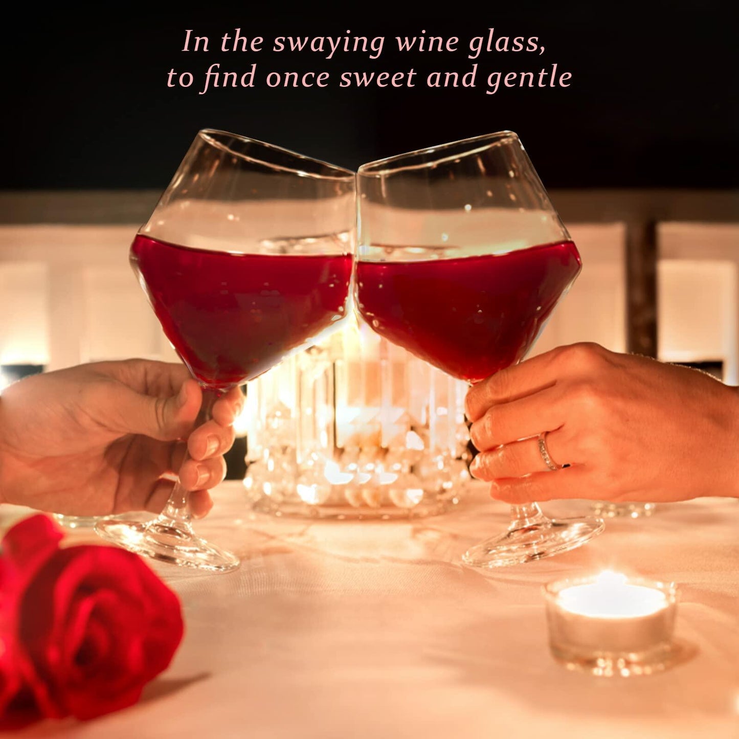 [Like New] Ennogyoson Wine Glasses Set of 4 Crystal Red & White Stemmed Glassware