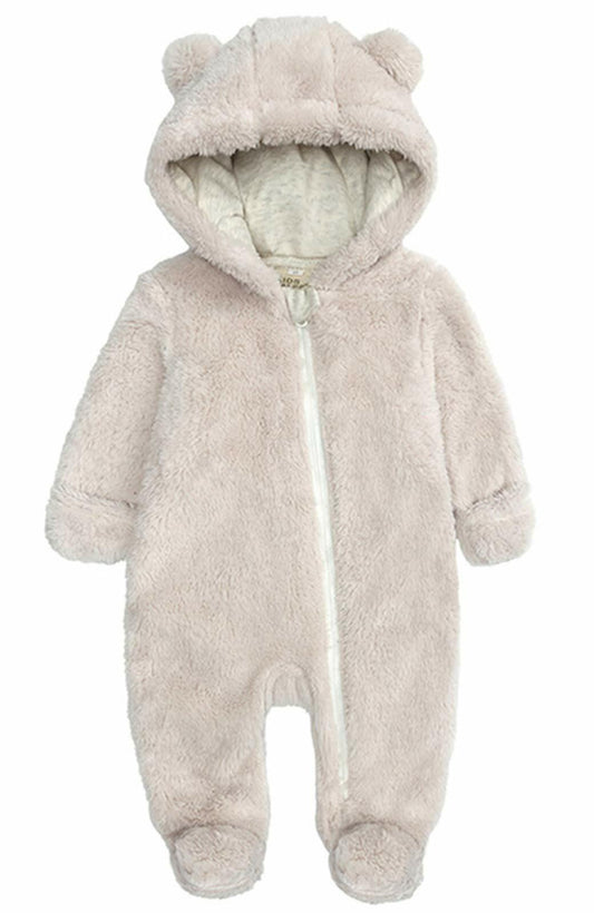 [Like New] TAOHONG Baby Hooded Fleece Jumpsuit Snowsuit Bear Ear Warm Romper Size N/A