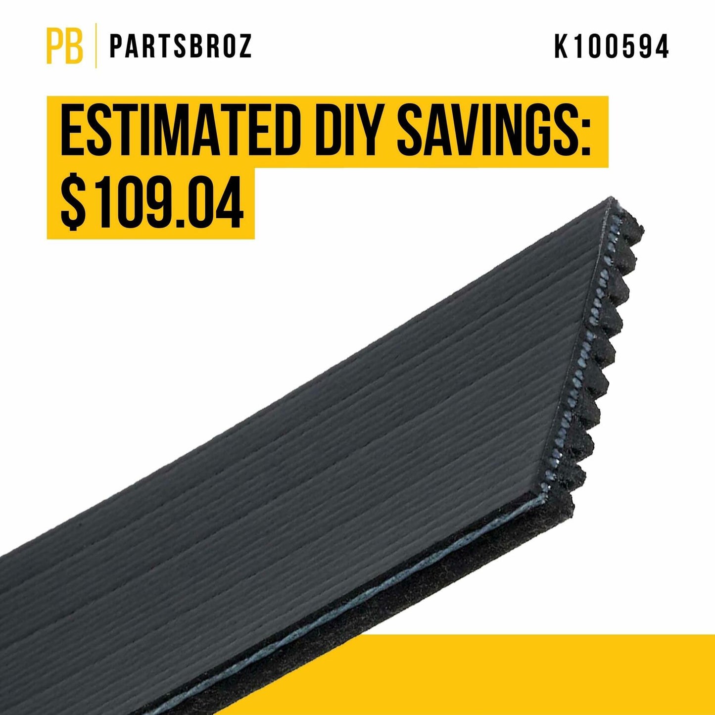 PartsBroz K060450 Micro-V Serpentine Drive Belt Compatible Gates Black