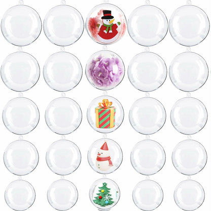 [Like New] Ranchbtn Clear Plastic Fillable Ornaments 25 Pcs 5 Sizes Transparent DIY