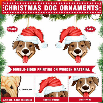 Thyle 24 Pc Dog Christmas Ornaments Wood Puppy Hanging Gold Rope Xmas