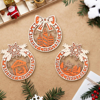 Wooden Christmas Tree Ornaments Hanging Decorations Indoor Home Decor