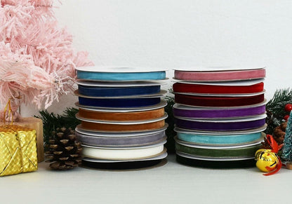 Abbaoww Coffee Velvet Ribbon 5/8 Inch 25 Yards Single Face Velvet Ribbon