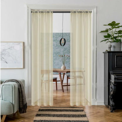 AZRMT Curtains 2 Panels 37x63in Light Filtering Sheer Rod Pocket Soft Beige