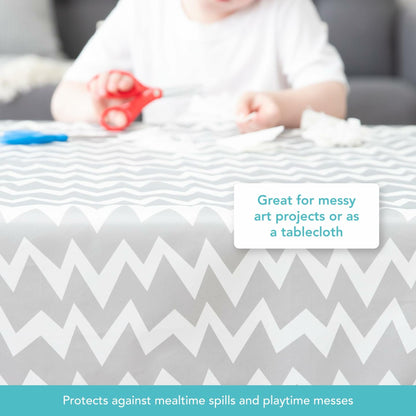 Bumkins Baby Splat Mat Waterproof Reusable 42x42in Gray Chevron