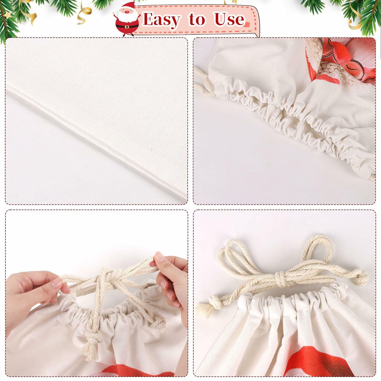 CCINEE Canvas Santa Sack 27x20in Red Drawstring Personalized Letter A