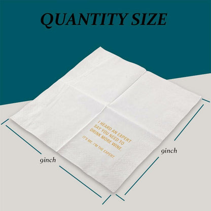 VOWFOO Funny Quote Cocktail Napkins 100pcs 4.5x4.5in 2-ply White