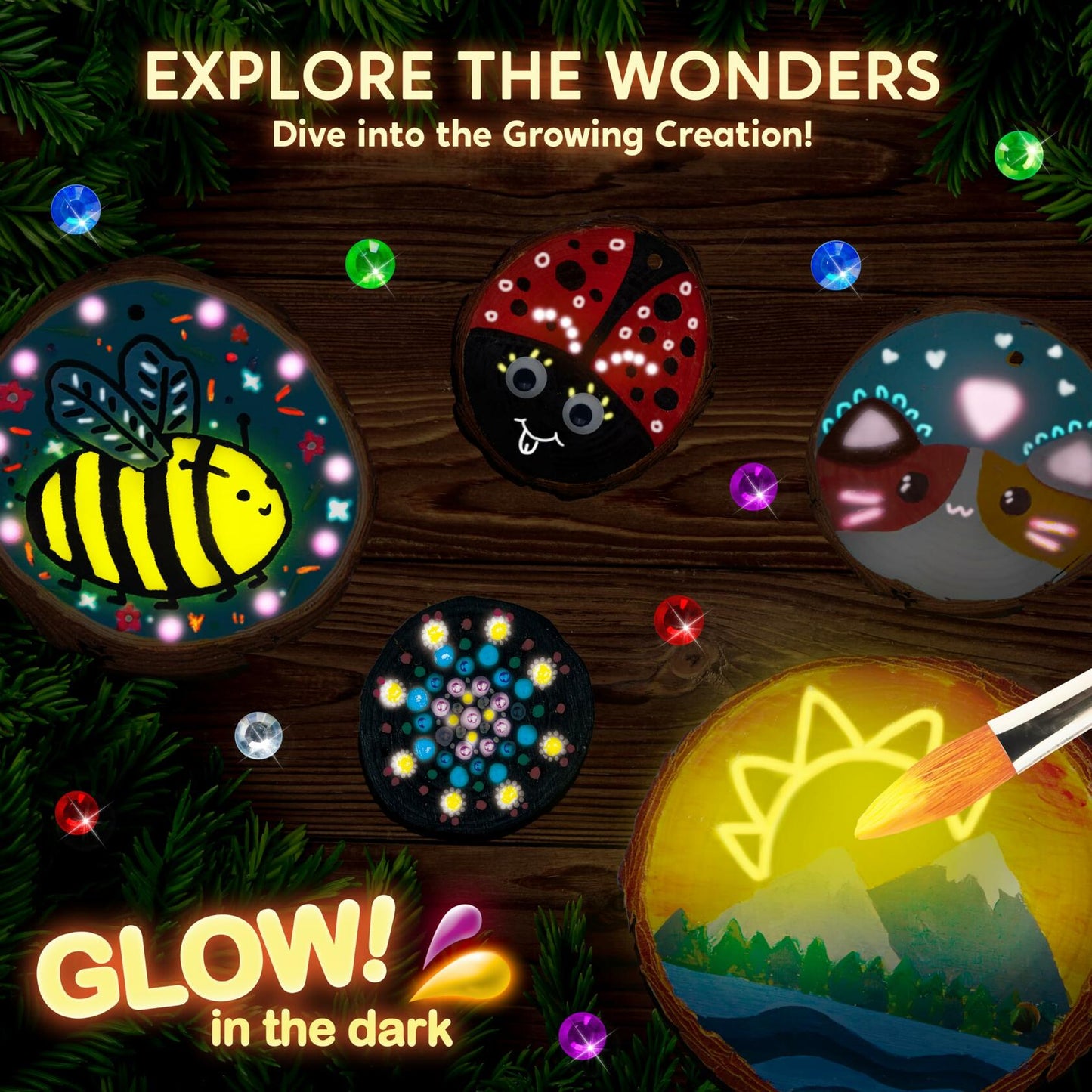 [Like_new] Klever Kits Wooden Painting Craft Kit Glow in The Dark Wood Slices Kids