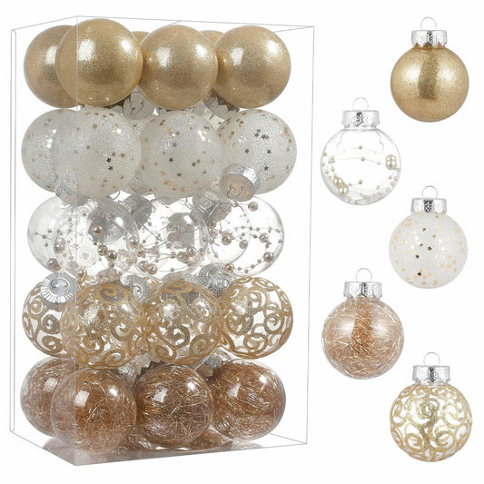 YYHUAWU Clear Christmas Ball Ornaments Set 30pcs 2.36" Champagne