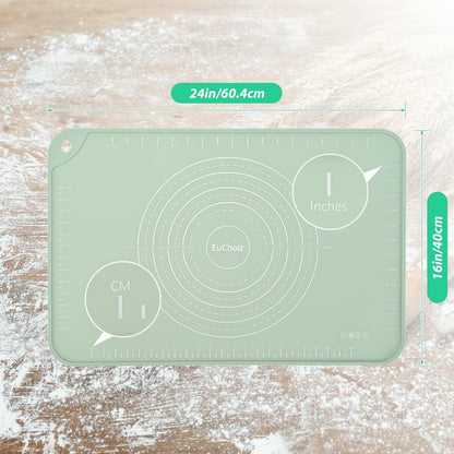 [Like_new] EuChoiz Silicone Pastry Mat 24x16 Extra Thick Non Stick Baking Mat Green