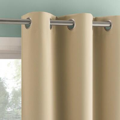 [Like New] Sun Zero Tedrow 2pc 37x84 Blackout Grommet Curtain Panels Taupe