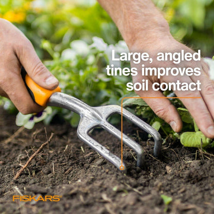 Fiskars Ergo Cultivator Heavy Duty Garden Tool with Hanging Hole 12"