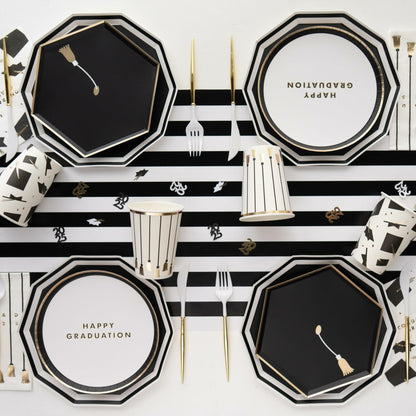 Bonjour Fête Disposable Black & White Table Runner 16x120 Pack of 1