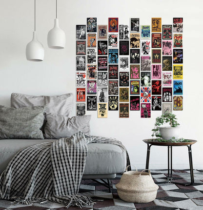 JZHLLOY Punk Hip Hop Rap Wall Collage Kit Retro Black Paper Posters