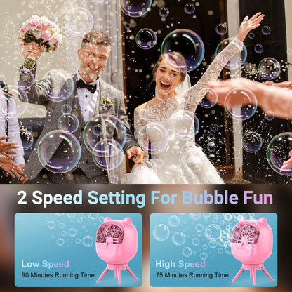 [Like New] UckPure Automatic Bubble Machine Rechargeable Rotatable Pink 38000+ Bubbles/Min