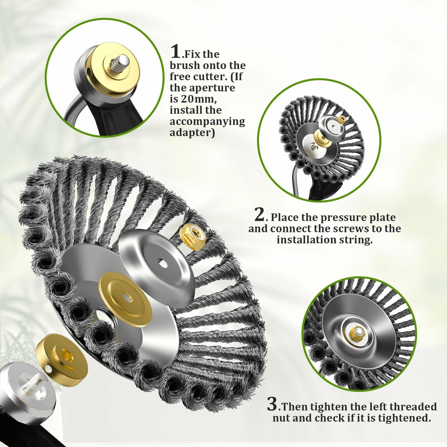 Thanps Steel Wire Rotary Weed Brush Cutter Head 6 inch Universal Adapter