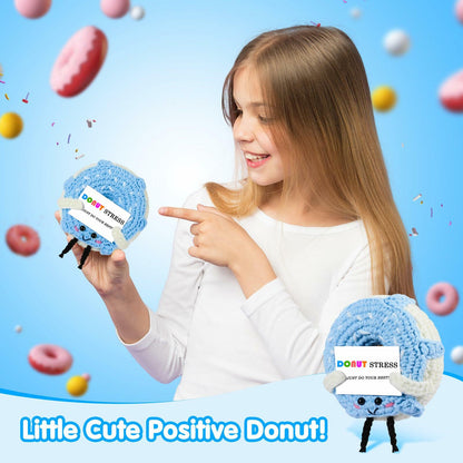 RQWZBCHX Handmade Crochet Donut Stress Toy Inspirational Blue
