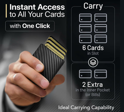 GRATIA NATURALS Slim RFID Wallet for Men, Holds 8 Cards, Carbon