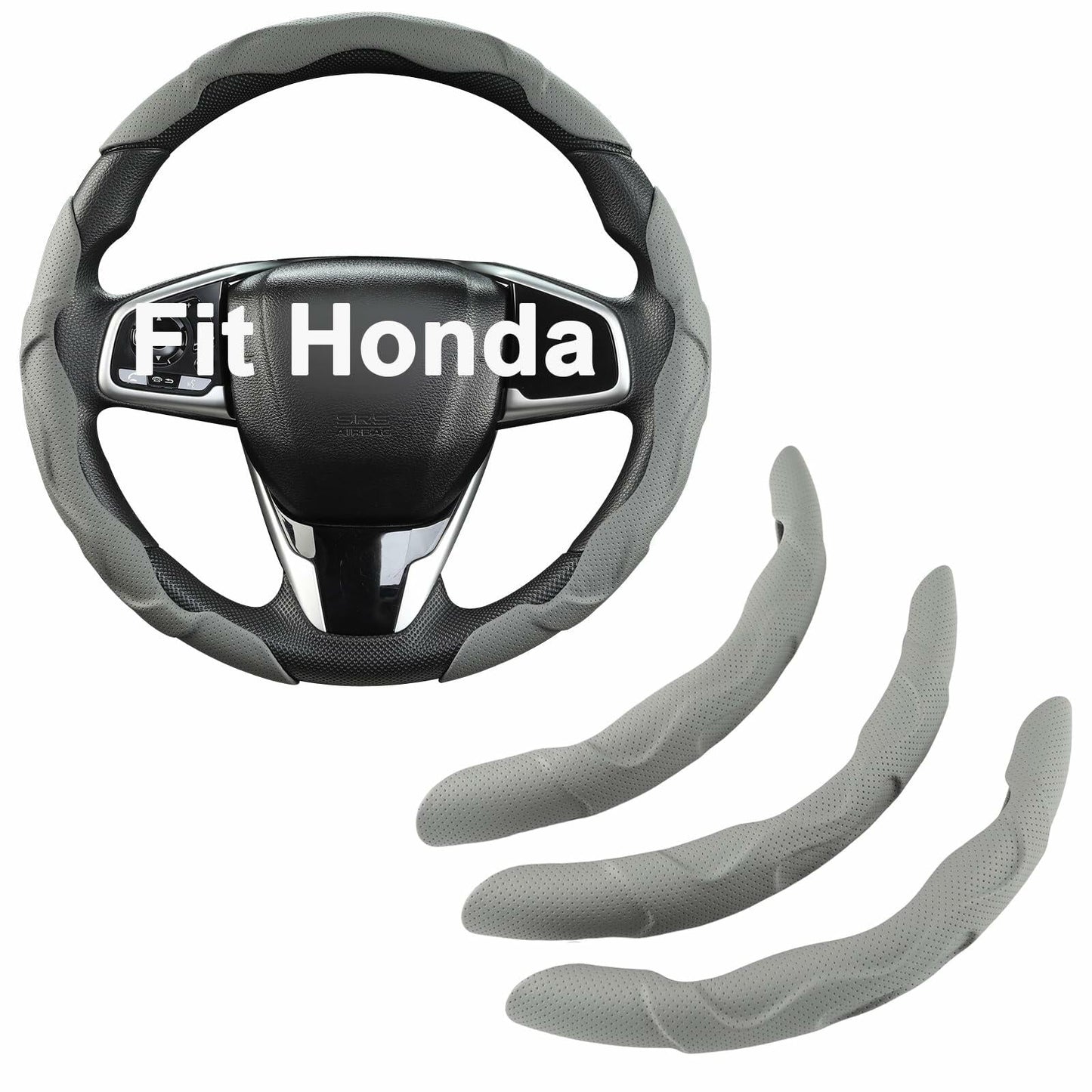 West Llama Car Steering Wheel Cover Set 3pcs Leather 3D Gray for Honda