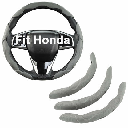 West Llama Car Steering Wheel Cover Set 3pcs Leather 3D Gray for Honda