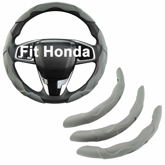West Llama Car Steering Wheel Cover Set 3pcs Leather 3D Gray for Honda