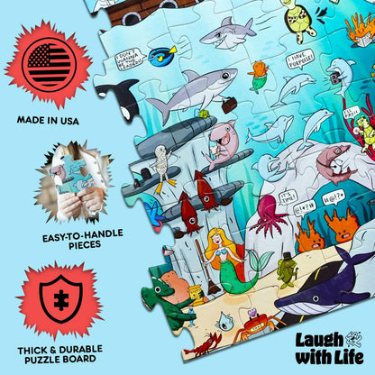 Laugh with Life Under The Sea Joke Puzzle 72pcs Ocean Life 24x36 Multi-Color