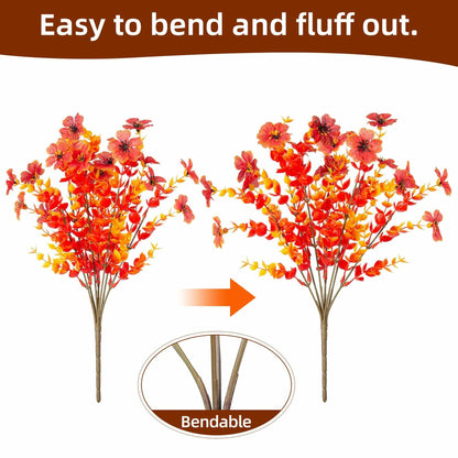 Ivydale Fall Flowers Artificial Mums 12 Bundles UV Resistant Fall-Orange