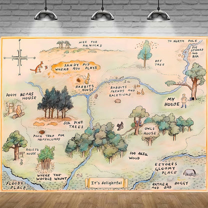 100 Acre Woods Baby Shower Backdrop 7x5ft Cartoon Photography Props