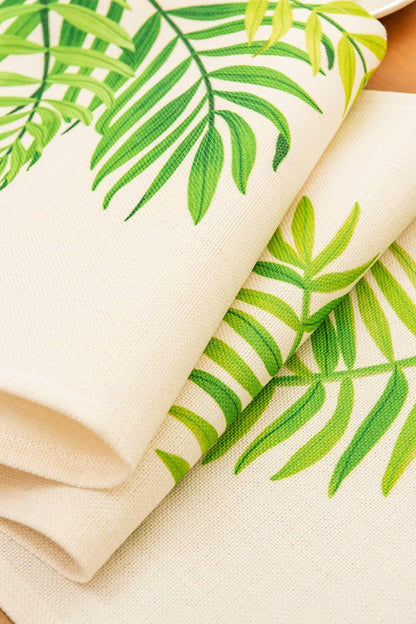 KEY SPRING Leaves Table Runner Cotton Linen Sage Green 12x72in