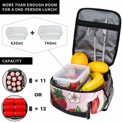 cromcu Avocado Insulated Lunch Box Pink Reusable Cooler 1.37L Polyester