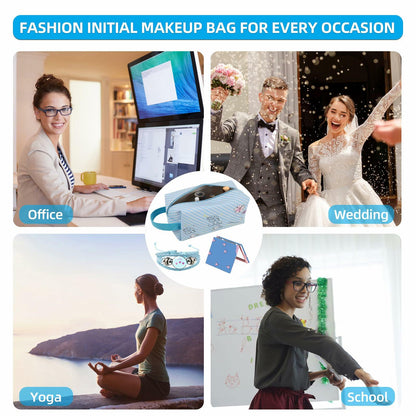 LOYEJEGL Foldable Travel Cosmetic Makeup Bag Blue PU