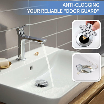 AUPHTIR Universal Bathroom Sink Stopper Pop Up Drain Plug 1.06-1.80'' Silver