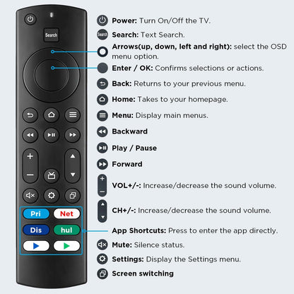 Replacement Remote Control for AMZ TV Edition Smart TVs Insignia Toshiba
