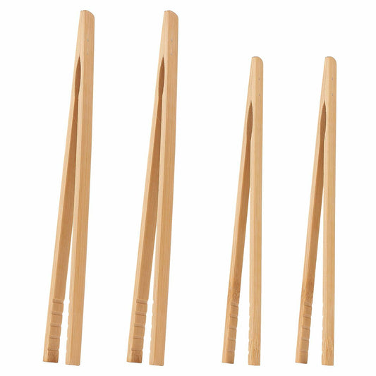YIVCKOM Bamboo Toaster Tongs 8 Inch Natural Colour Wooden Kitchen Utensil