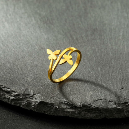 Dreamtimes Butterfly Rings Women Dainty Minimalist Wedding Bands Ring G-6