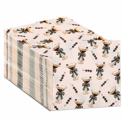 CHUNNIN Espresso Martini Napkins 50 PCS Brown Pink Disposable Paper Party