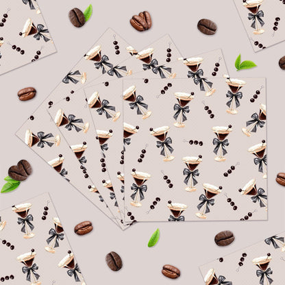 CHUNNIN Espresso Martini Napkins 50 PCS Brown Pink Disposable Paper Party