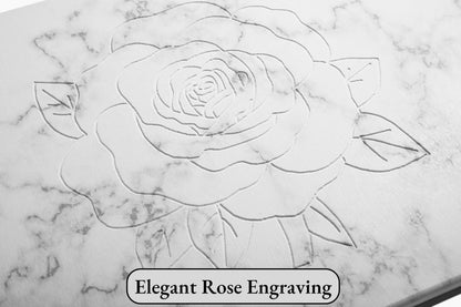 Stranor Engraved Rose Stone Drying Mat Floral 15.7x11.8 Ivory