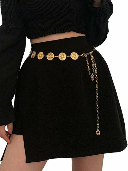 GORGLITTER Western Metal Cowgirl Waist Chain Belt Gold One Size