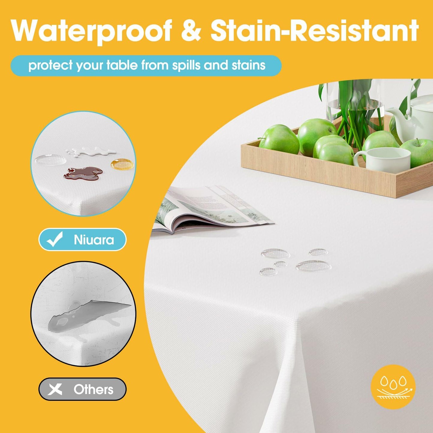 Niuara White Plastic Table Cloth 54x108in Rectangle 4 Pack Waterproof