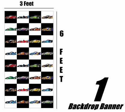 Race Car Party Supplies Set for 30 Kids Hats Bags Banners Swirls Backdrop