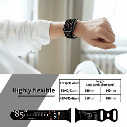 Sports Silicone Watch Bands Black Compatible with iWatch Series 1-9 42mm