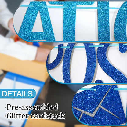 FOZEE Postal Worker Day Banner Blue Glitter Cardstock Decoration