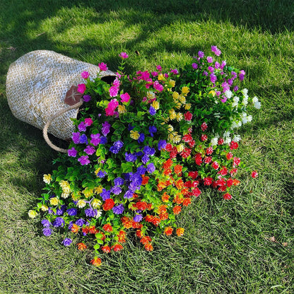 WEAUSUP 21 Bundles Outdoor UV Resistant Faux Plants Plastic 7 Colors