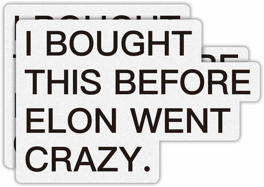 Tesla Anti Elon Musk Bumper Sticker 2 Pack 4x2.7in White Reflective Vinyl